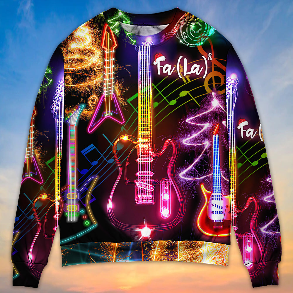 Christmas Guitar Tree Happy Glow Art – Sweater - Ugly Christmas Sweater