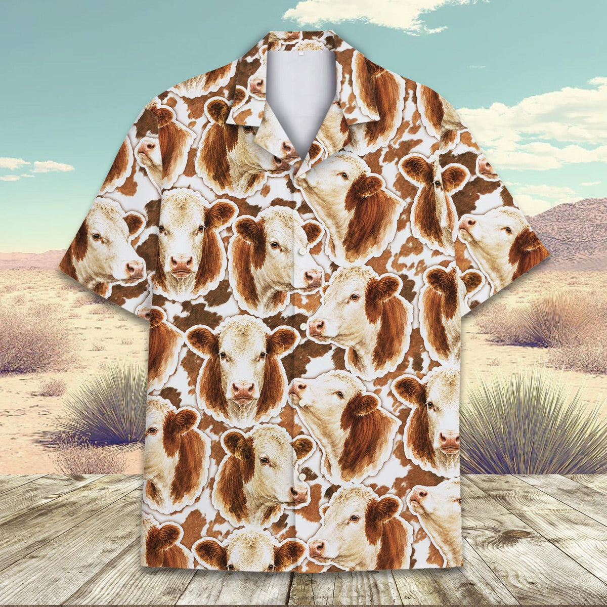 Brown Cow Rustic Cowhide Western Farm – Hawaiian Shirt
