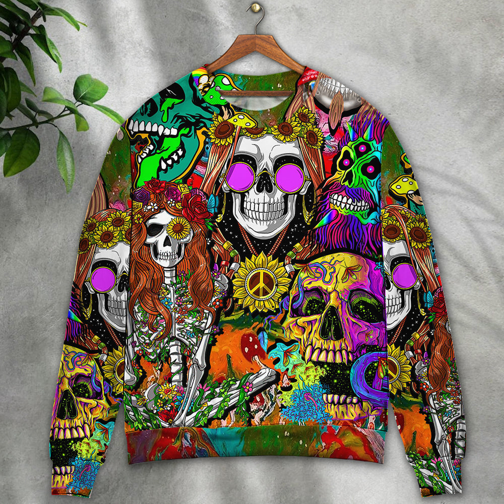 Hippie Skull Colorful Cool Art – Sweater - Ugly Christmas Sweater