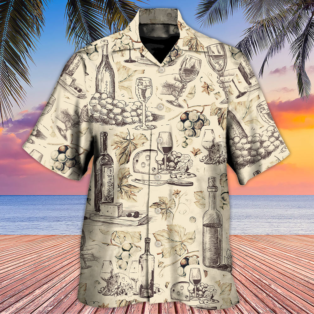 Wine And Grapes Retro Vineyard Art - Hawaiian Shirt