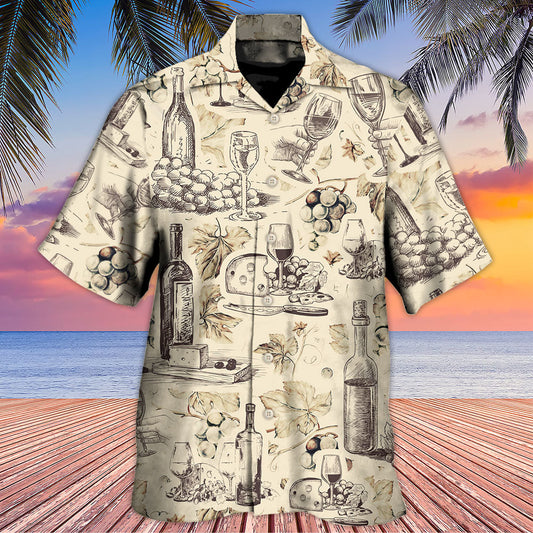 Wine And Grapes Retro Vineyard Art - Hawaiian Shirt