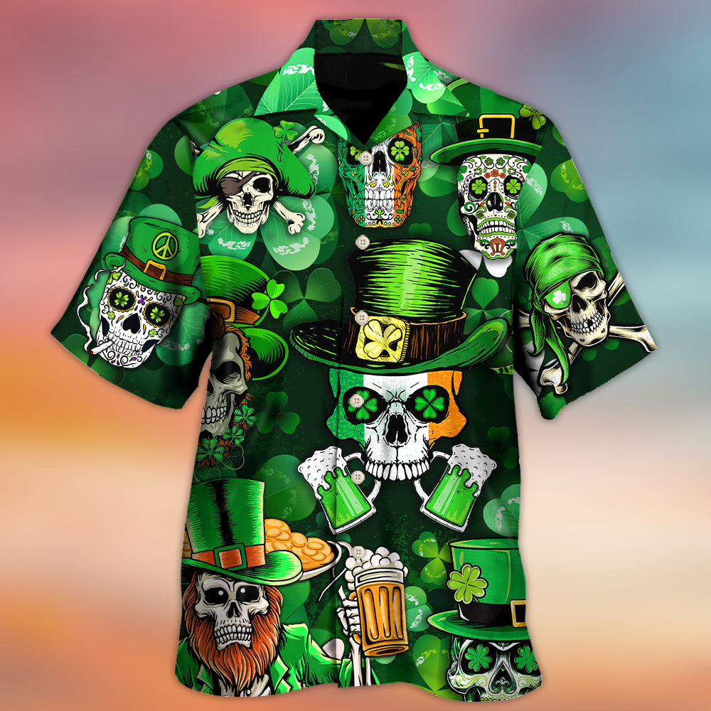 Irish Skull St Patrick Green Glow – Hawaiian Shirt