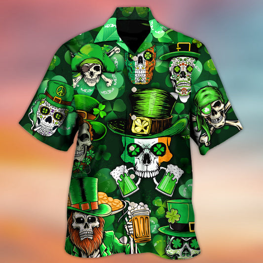 Irish Skull St Patrick Green Glow – Hawaiian Shirt