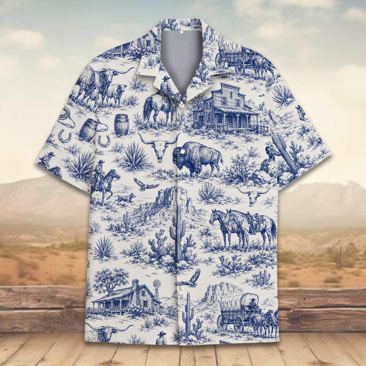 Cowboy Western Rodeo Lasso Horse Texas Longhorn – Hawaiian Shirt