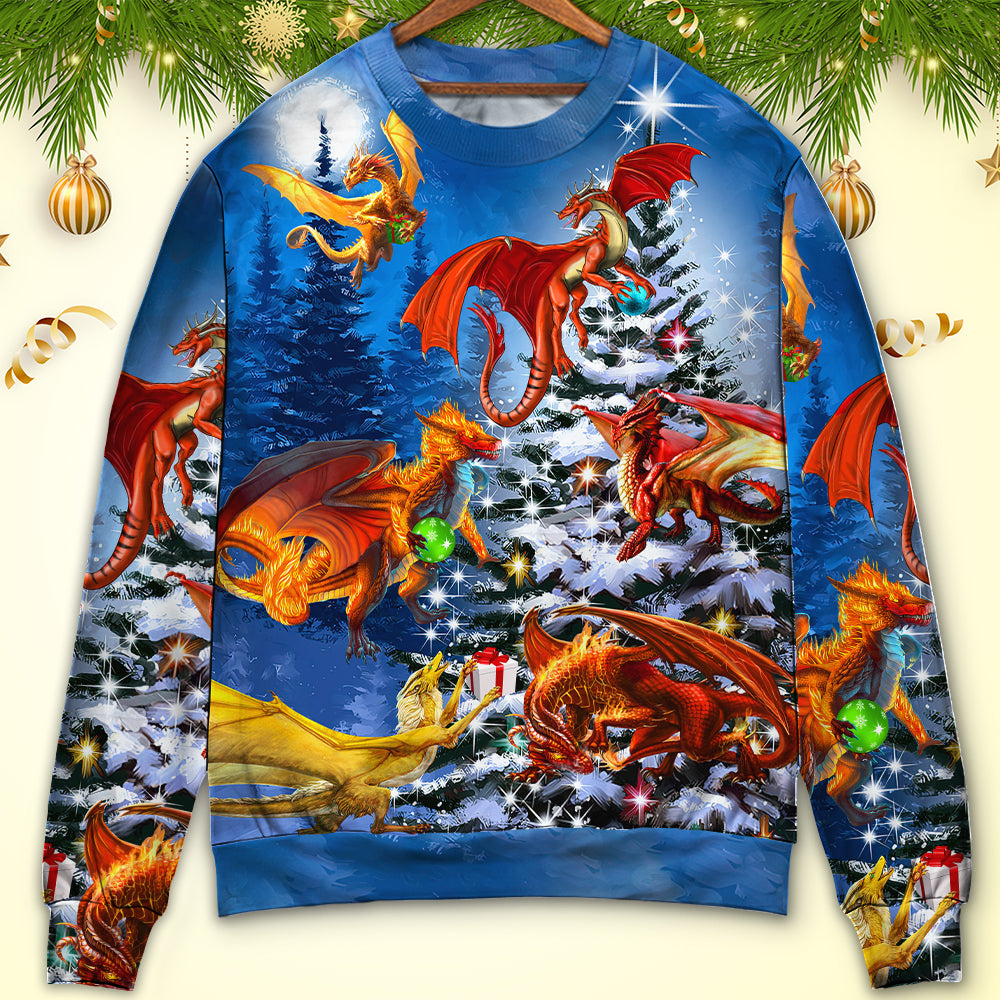 Christmas Dragon Family Love Light Art – Sweater - Ugly Christmas Sweater