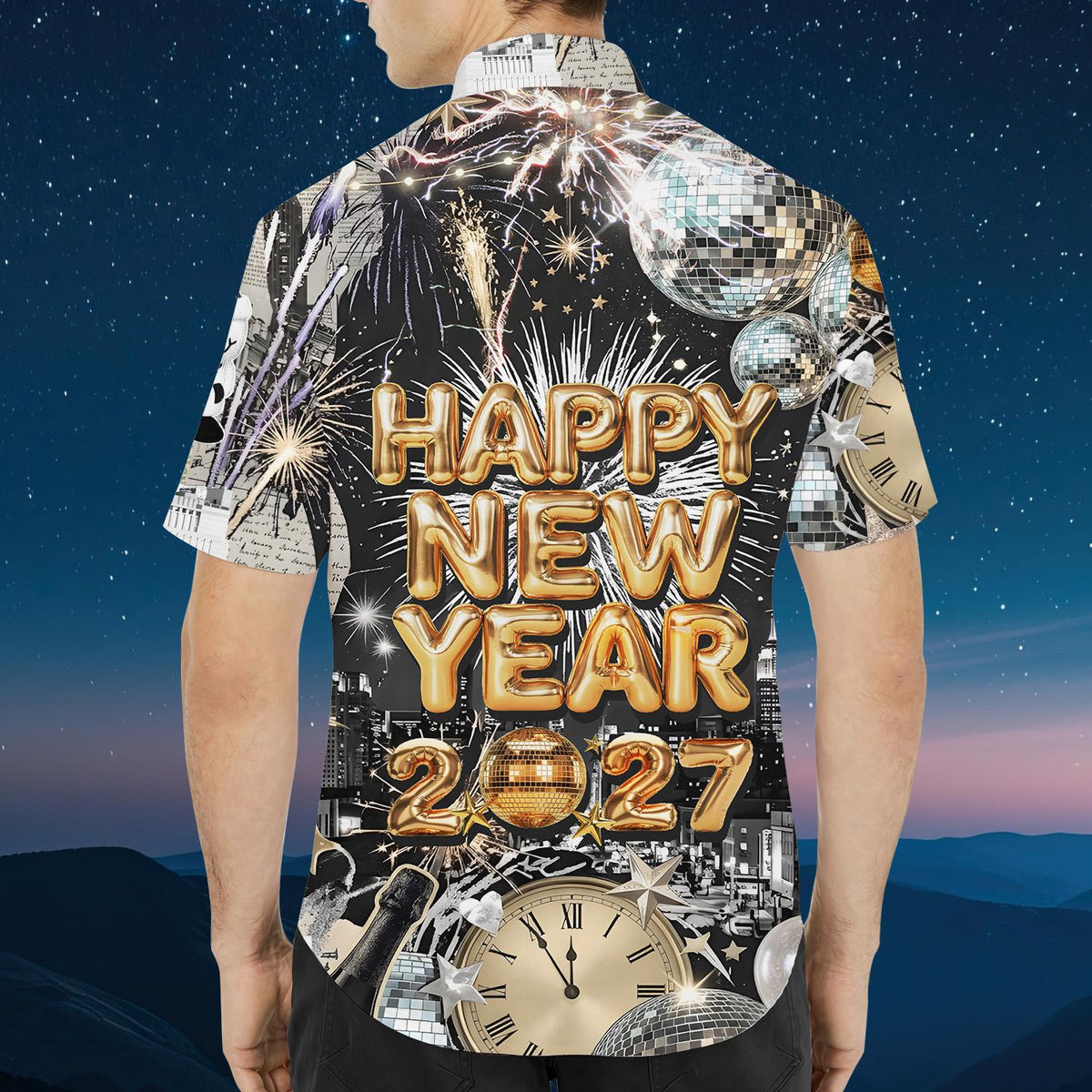 Happy New Year 2027 Fireworks Disco Ball Party – Hawaiian Shirt