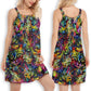 Colorful Smiling Cat Art – Women's Summer Sleeveless V-Neck Camisole Dress