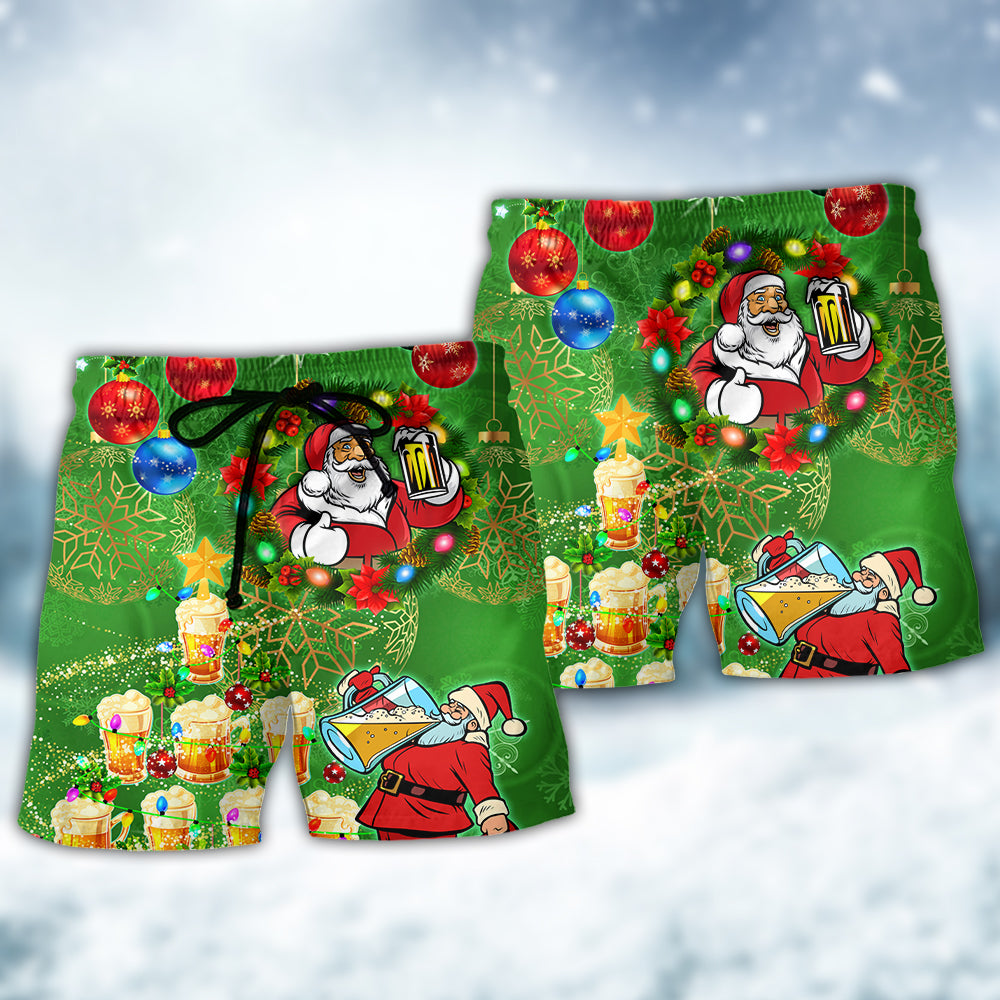 Funny Santa Beer Holiday Lights – Beach Short