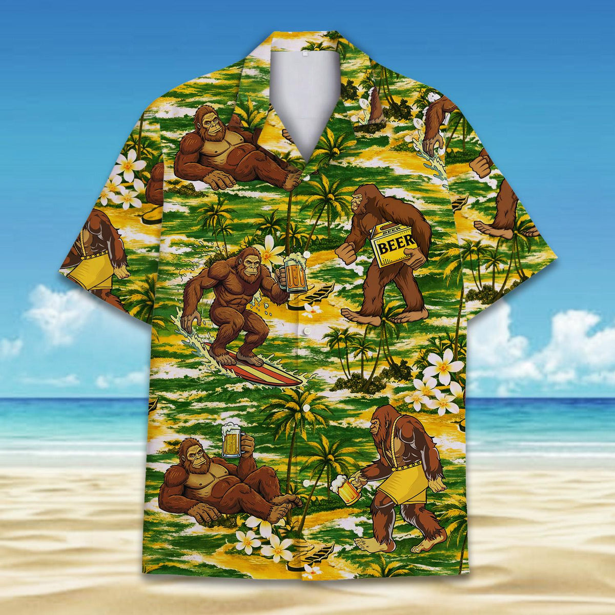 Funny Beer Bigfoot Tropical Summer Beach Party – Hawaiian Shirt