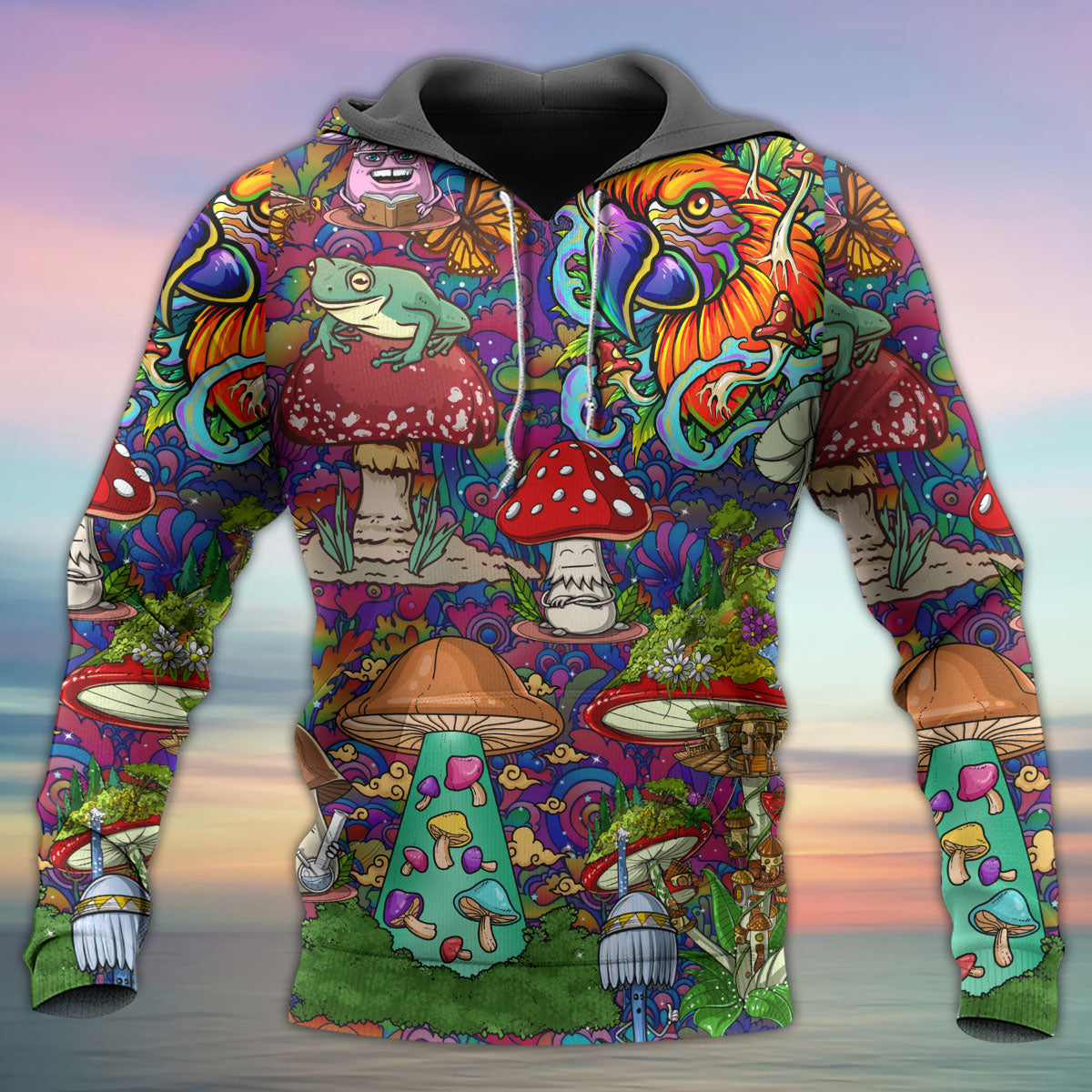 Hippie Mushroom Peace Lover Art – 3D Hoodie