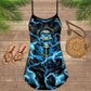 Blue Skull Dark Background – Women's Summer Sleeveless V-Neck Camisole Dress