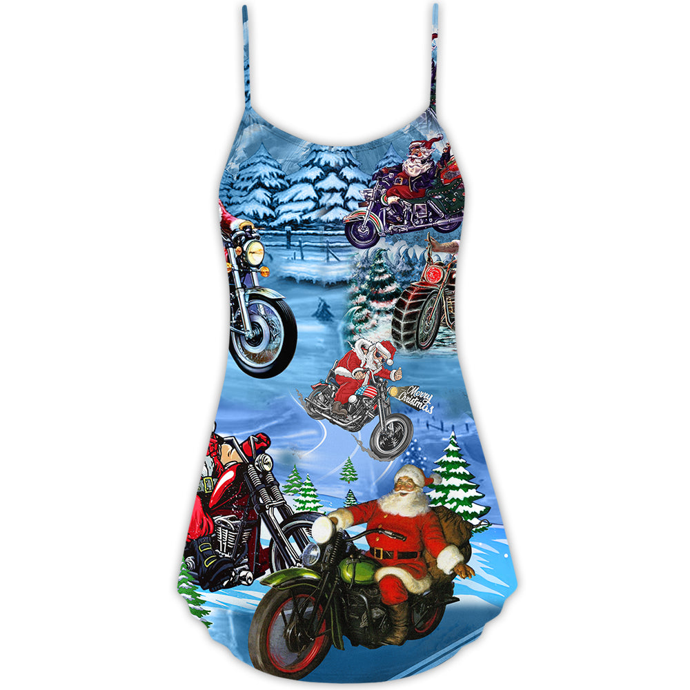 Christmas Driving With Santa Theme – Women's Summer Sleeveless V-Neck Camisole Dress