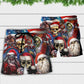 Skull Xmas US Flag Horror Skeleton - Beach Short - Owls Matrix LTD