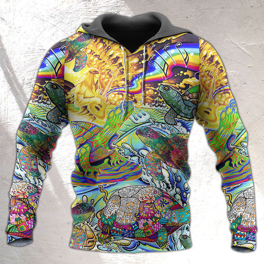 Hippie Turtle Colorful Peace - 3D Hoodie