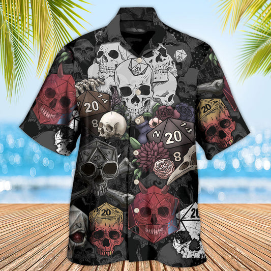 D20 Dice And Skull Dark Fantasy - Hawaiian Shirt