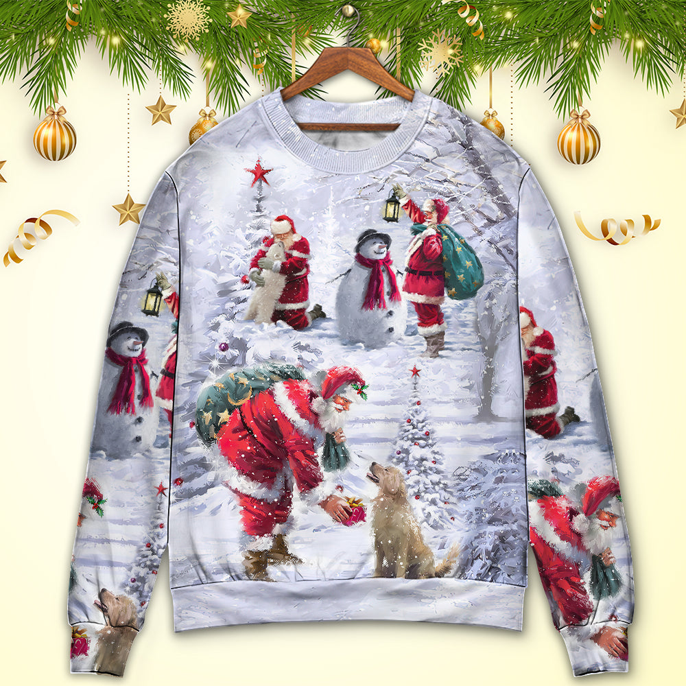 Christmas Santa Chilling With Friends Art – Sweater - Ugly Christmas Sweater