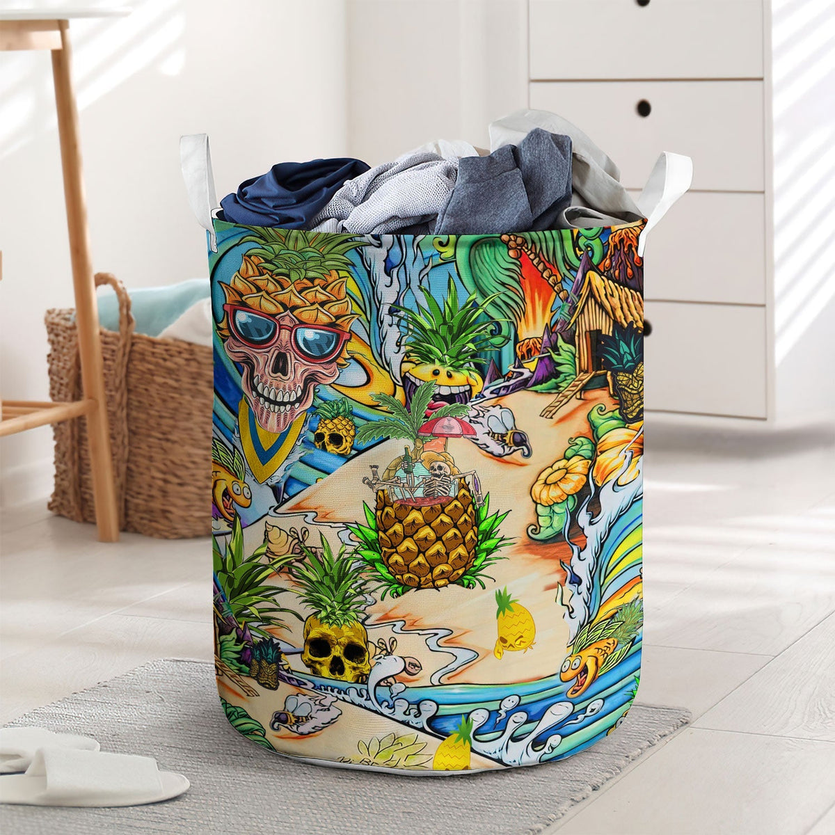 Skull Pineapple Fruit Amazing - Laundry Basket - Owls Matrix LTD