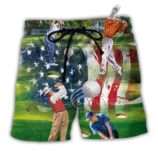 Beach Short / Adults / S Golf Independence Day American - Beach Short - Owls Matrix LTD