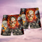 Skull Lava On Fire - Beach Short - Owls Matrix LTD
