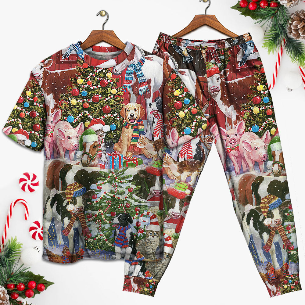 Christmas Farm Loving Xmas - Pajamas Short Sleeve - Owls Matrix LTD