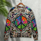 Hippie Peace Sign Galaxy - Sweater - Ugly Christmas Sweaters - Owls Matrix LTD