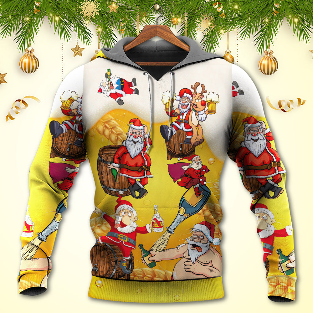 Christmas Santa Beer Funny Xmas Style - Hoodie