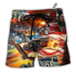 Beach Short / Adults / S Hot Rod Independence Day American Flag - Beach Short - Owls Matrix LTD