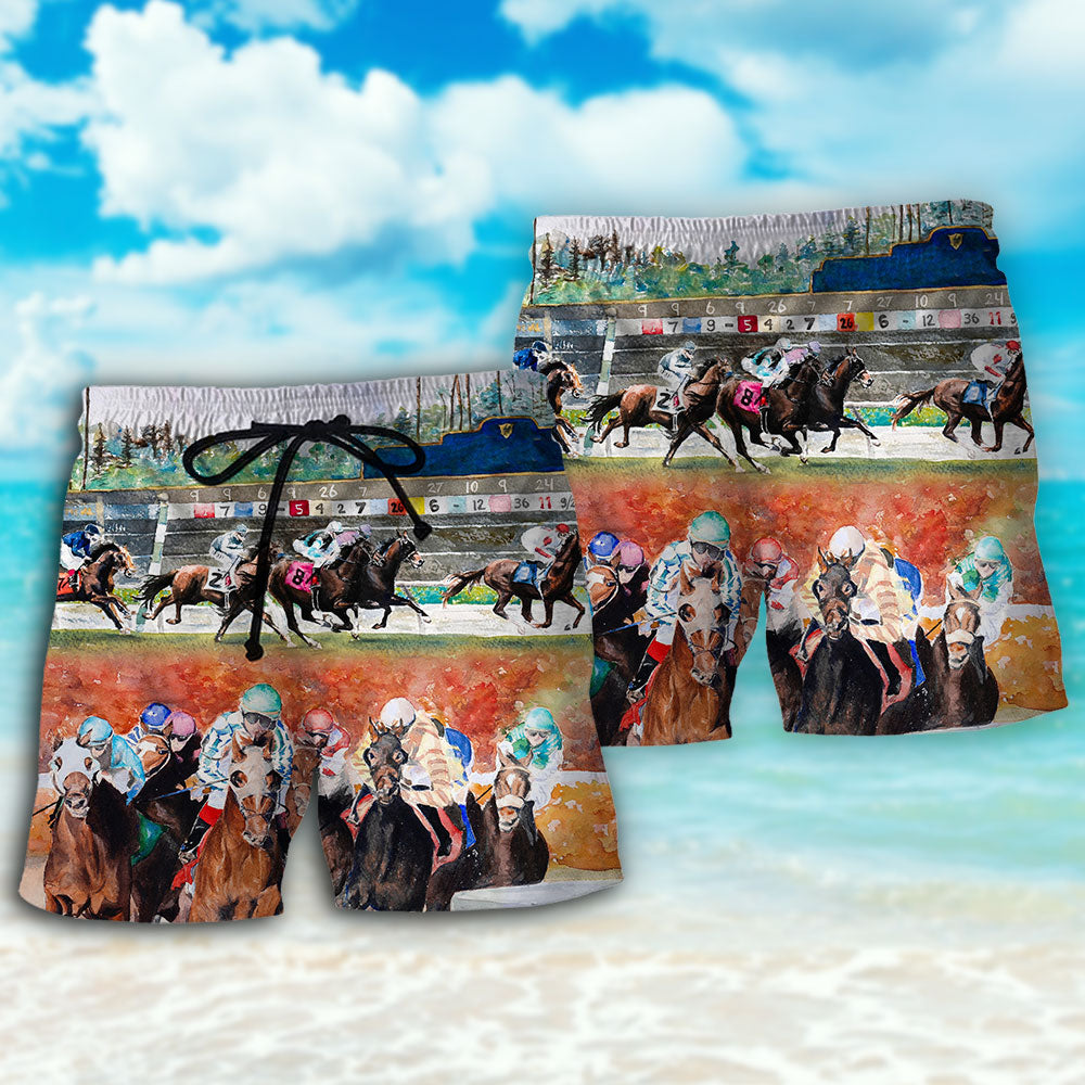 Horse Racing Wild Power Art – Beach Short