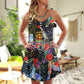 Black Cat Floral Art – Women's Summer Sleeveless V-Neck Camisole Dress