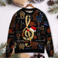 Christmas Guitar Happiness Santa Hat – Sweater - Ugly Christmas Sweater
