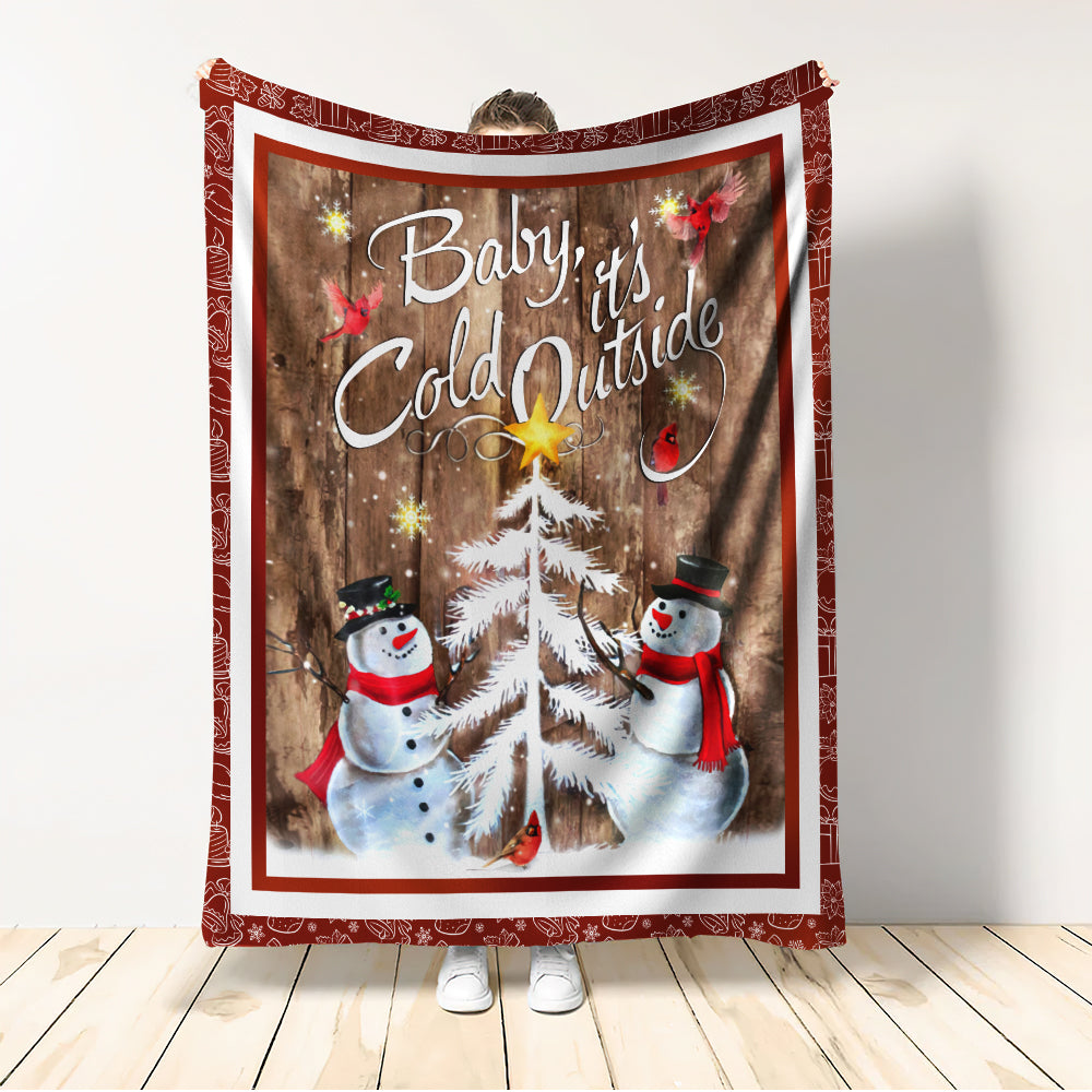 Cardinal Snowman Christmas Flannel Blanket For Soft Bed Couch And Home Comfort