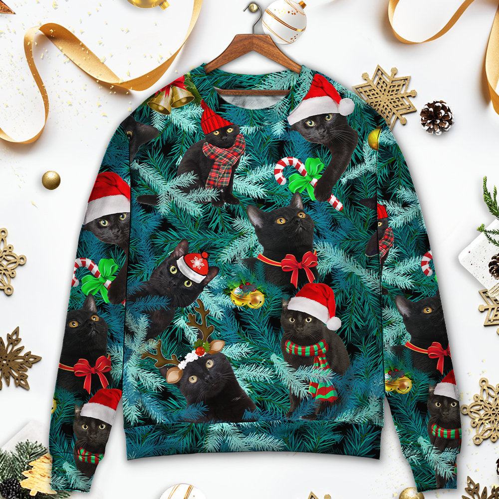 Christmas Black Cat Jolly Holiday Style – Sweater - Ugly Christmas Sweater