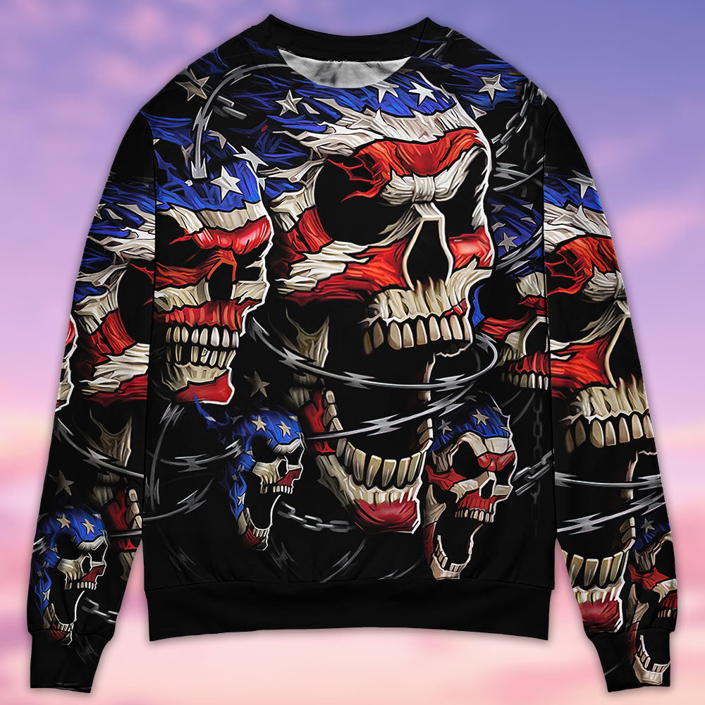 Skull Love America Forever Style – Sweater - Ugly Christmas Sweater