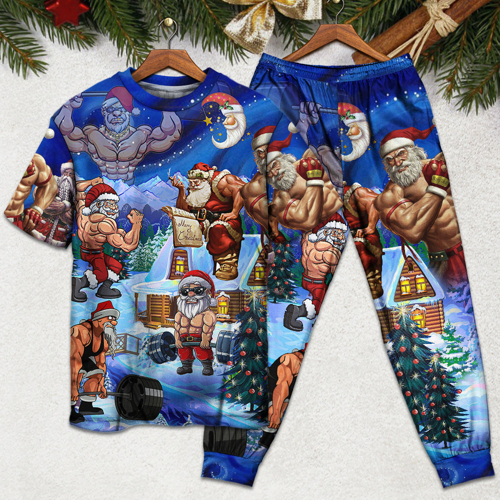Christmas Merry Christmas Santa Stronger - Pajamas Short Sleeve - Owls Matrix LTD