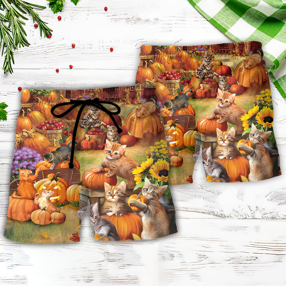 Thanksgiving Cat Happy Wishes – Beach Short