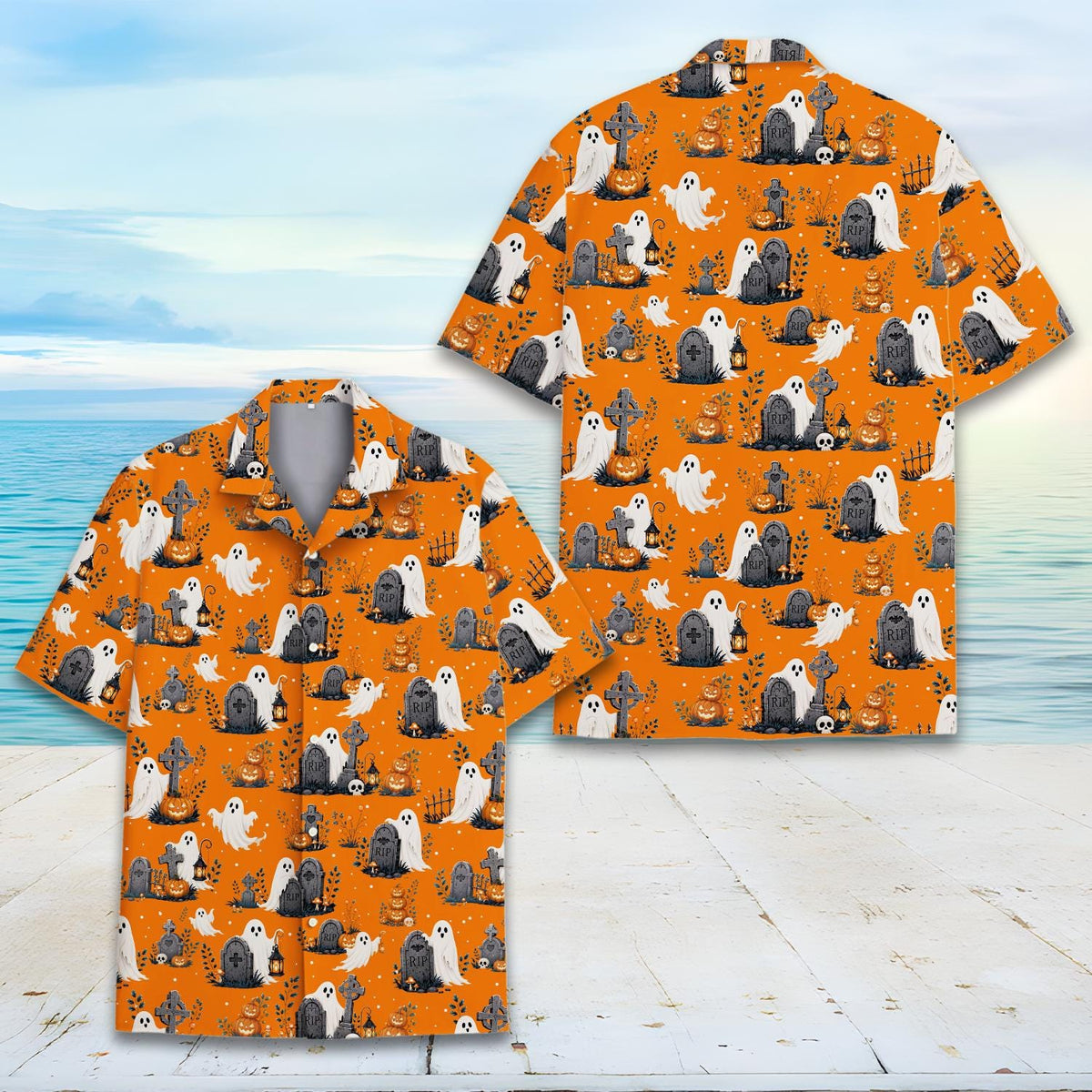 Halloween Ghost Graveyard Pumpkin Spooky Party 2 – Hawaiian Shirt