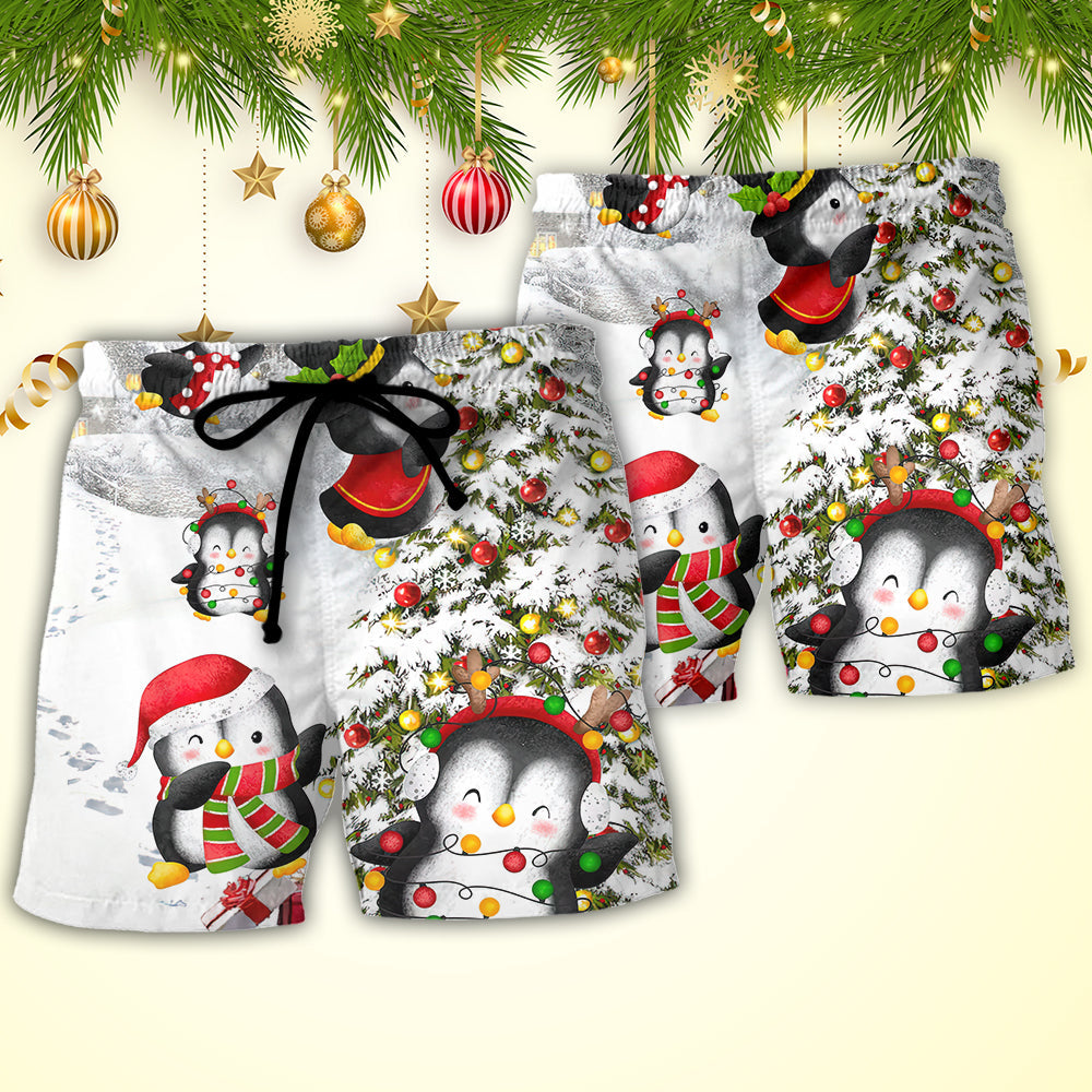 Christmas Penguin Family Chilling Love – Beach Short