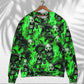 Green Flame Skull Burning Art – Sweater - Ugly Christmas Sweater