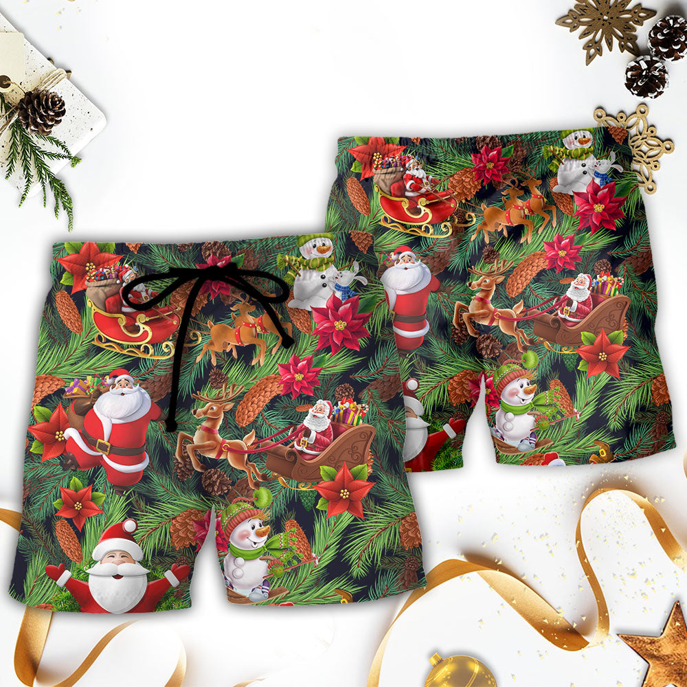 Christmas Santa Snowman Holiday Joy – Beach Short