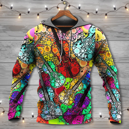 Guitar Scroll Bubble Colorful Art - 3D Hoodie