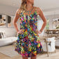 Smiling Colorful Cat Style – Women's Summer Sleeveless V-Neck Camisole Dress