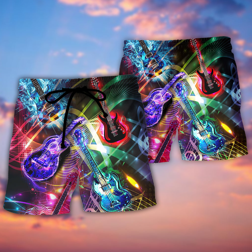 Guitar Is All You Need Neon Amazing - Beach Short - Owls Matrix LTD