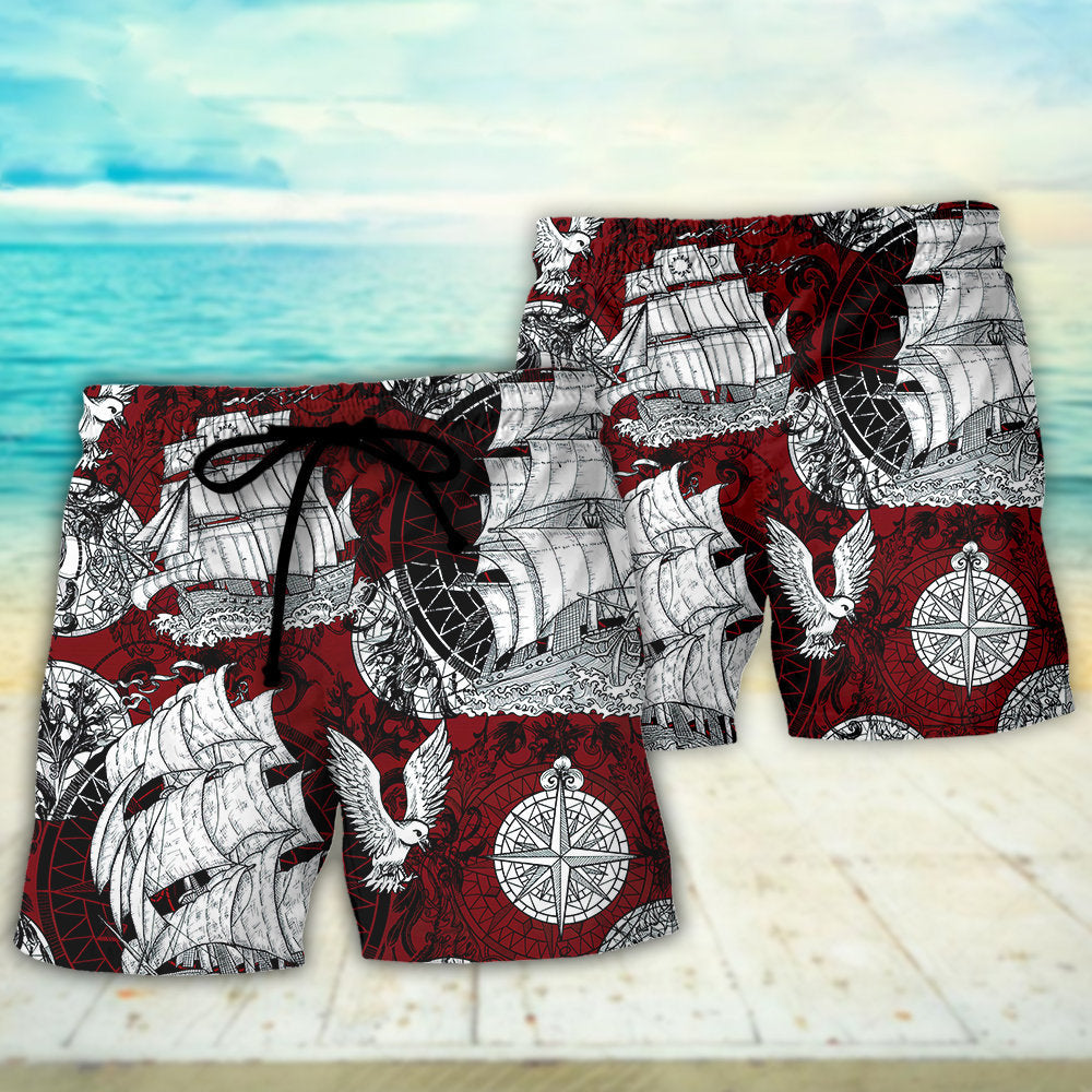 Vintage Sailing Ship Anchor Sea Art – Beach Short