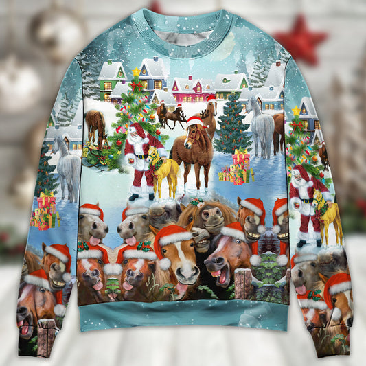Horse Loves Christmas Happy Style – Sweater - Ugly Christmas Sweater