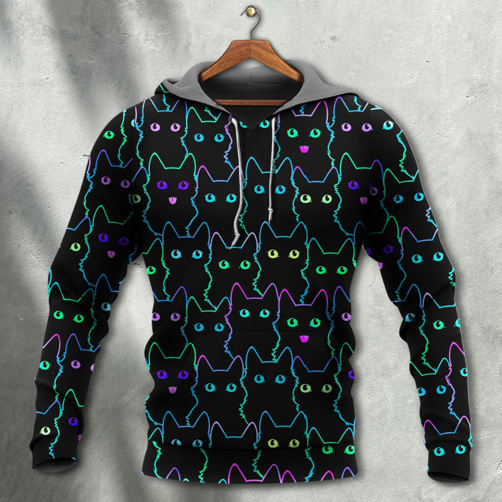 Cute Kitten Neon Glow Style - 3D Hoodie