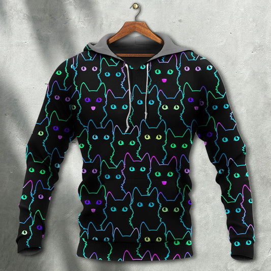 Cute Kitten Neon Glow Style - 3D Hoodie