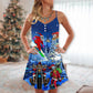 Christmas Skull Holiday Theme – Women's Summer Sleeveless V-Neck Camisole Dress