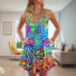 Hippie Funny Octopus Colorful Tie Dye – Women's Summer Sleeveless V-Neck Camisole Dress