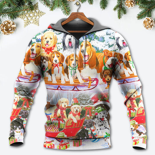 Dog Snowman Tree Merry Xmas - 3D Hoodie