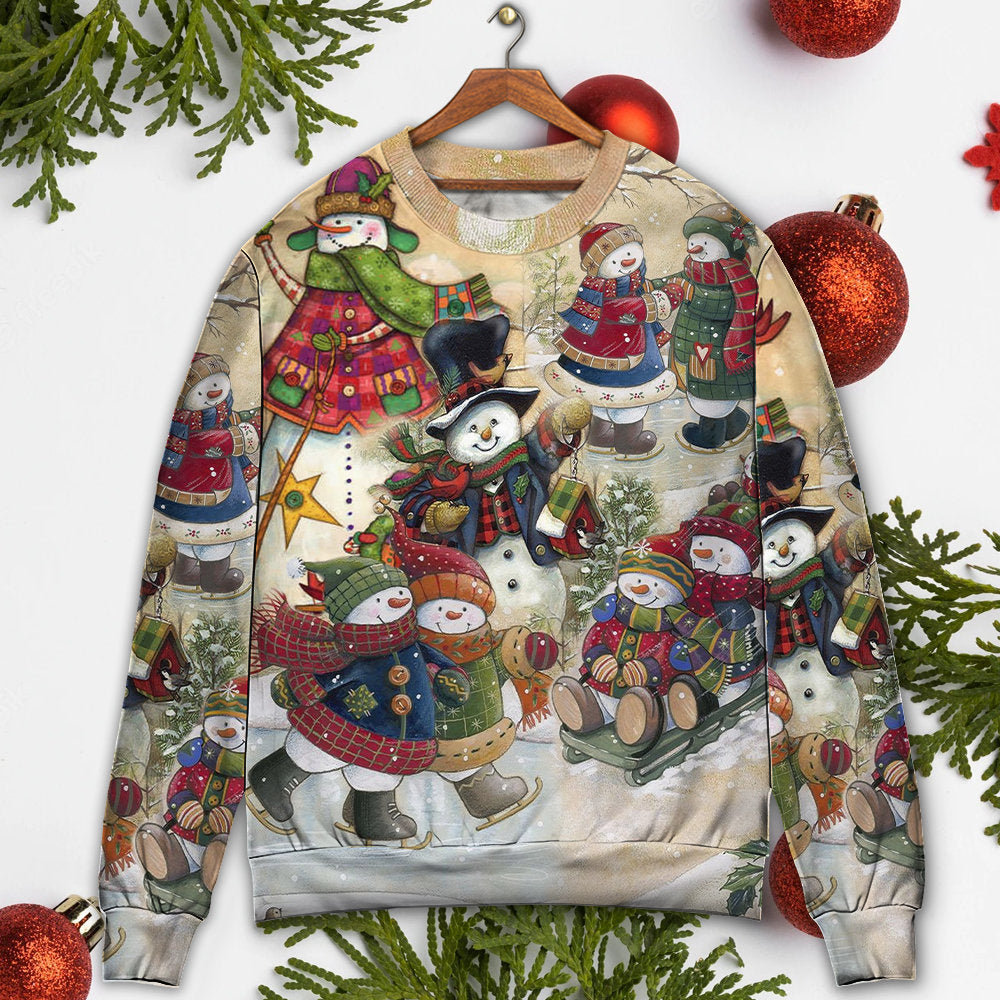 Christmas Couple Snowman Winter Love – Sweater - Ugly Christmas Sweater